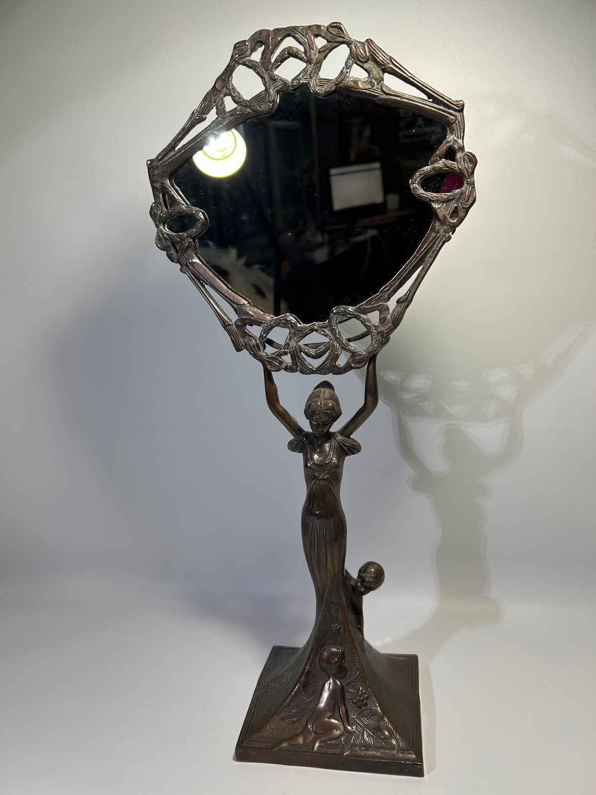 Early 20th century Art Nouveau Bronze Mirror