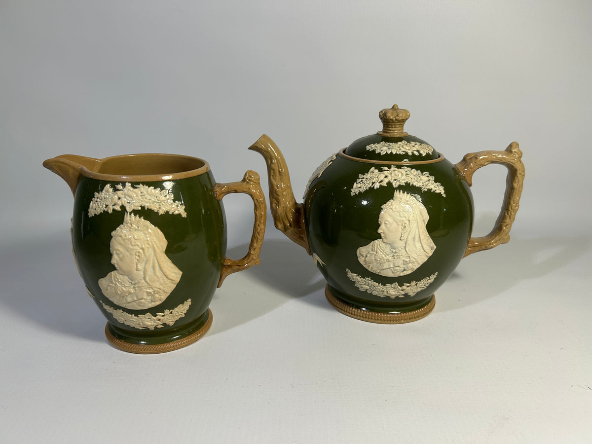 Copeland Spode Queen Victoria Jubilee teapot and jug