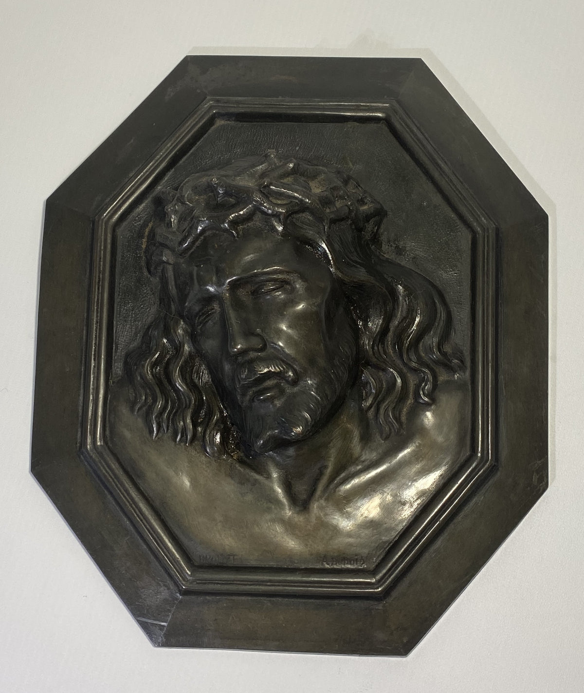 French Bronze Wall plaque Jesus Christ by Henri Alfred Auguste Dubois Early c20