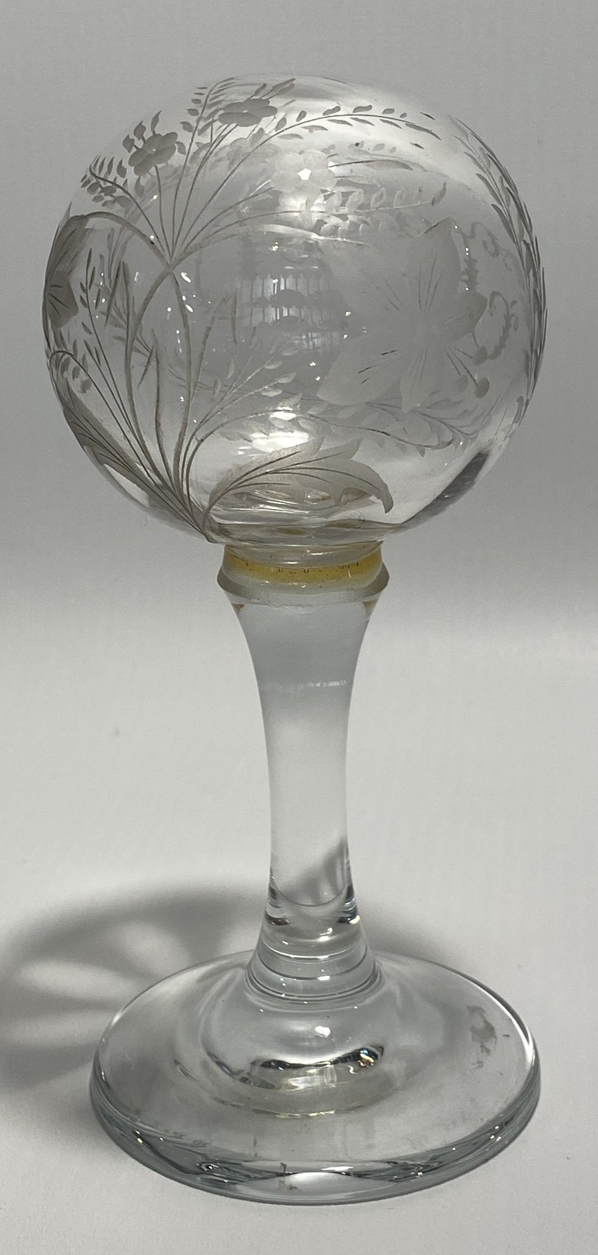 Rare antique engraved glass darning ball 19th century
