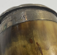 Scottish white metal horn snuff mull 1832