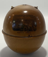 Antique Scottish Mauchlinware String Dispenser with Glasgow Scenes