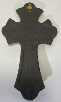 French velvet backed crucifix with holy water font
